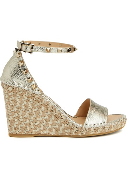 Rockstud Gold Kadın Deri Espadril