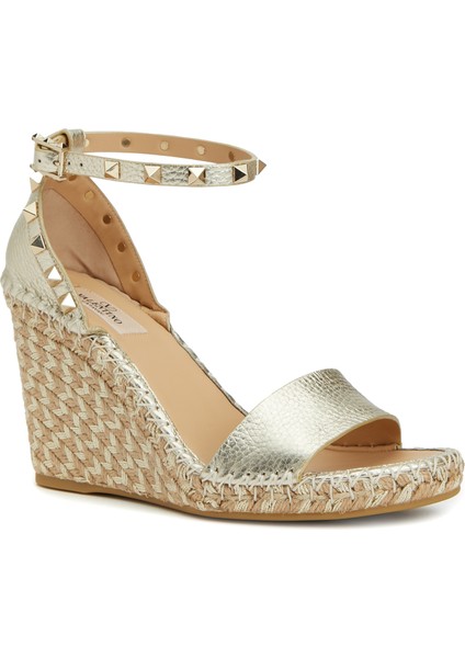 Rockstud Gold Kadın Deri Espadril