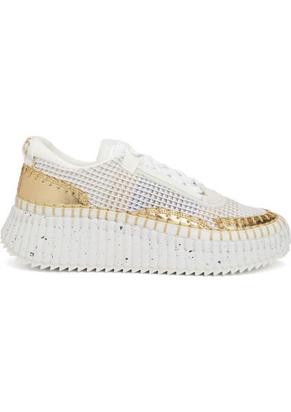 Nama Beyaz Gold Kadın Keten Sneaker