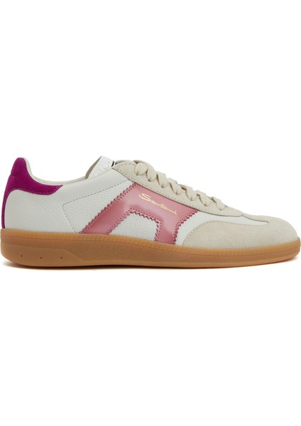 Pembe Beyaz Kadın Deri Sneaker