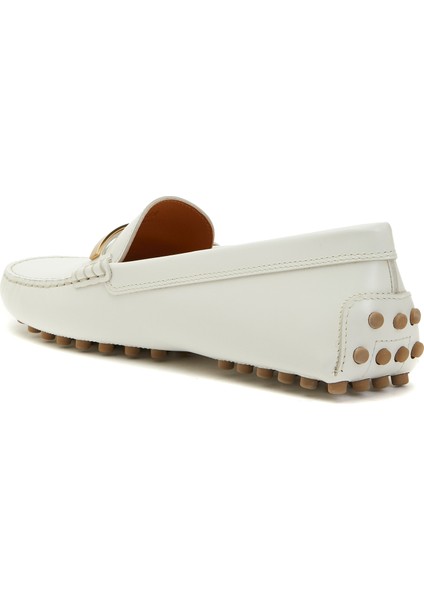 Beyaz Kadın Deri Loafer modelleri