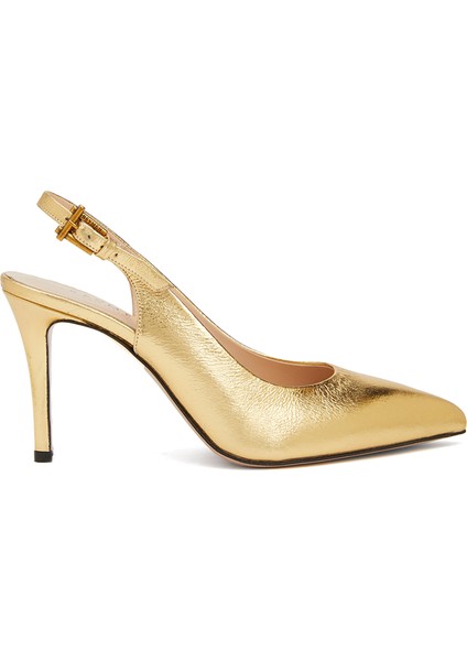 Essential Gold Deri Topuklu Ayakkabı