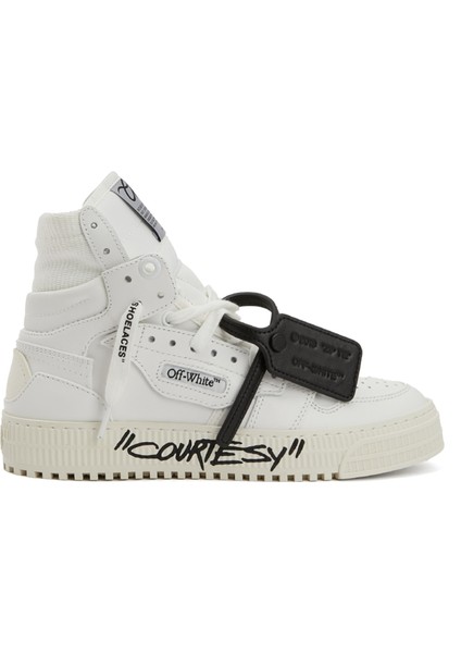 Siyah Beyaz Logo Detaylı Kadın Deri Sneaker