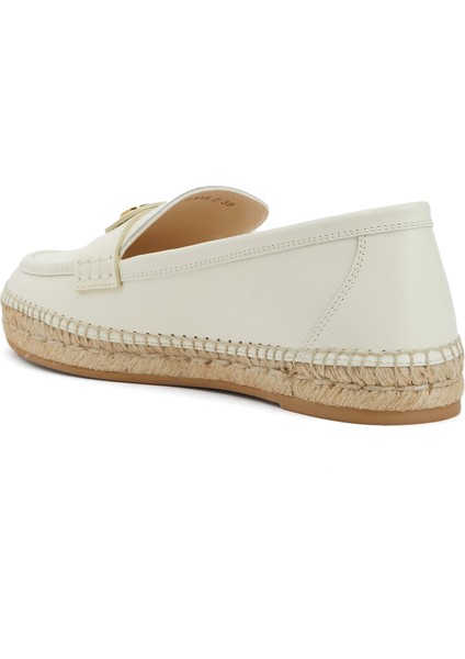 Ekru Kadın Deri Loafer