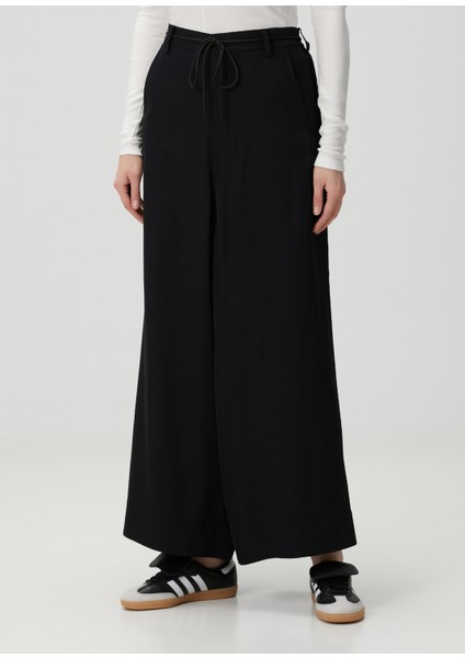 Siyah Twill Wide Pantolon