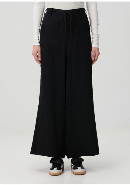Siyah Twill Wide Pantolon