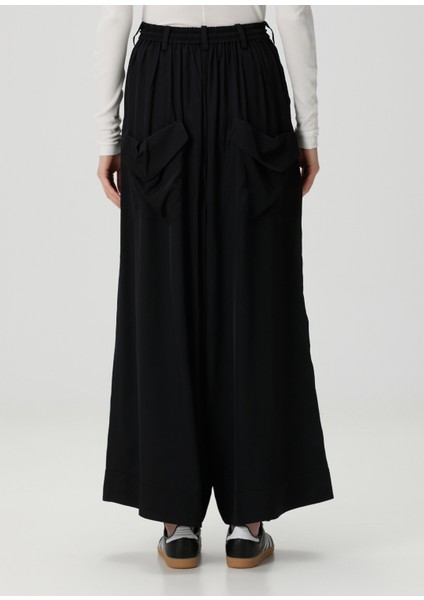 Siyah Twill Wide Pantolon