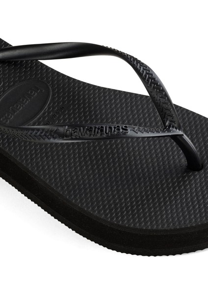 Slim Flatform Siyah Kadın Plaj Terliği