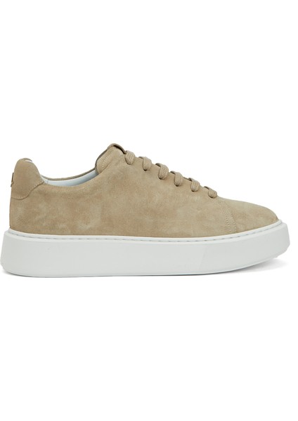 Bej Logo Taba Kadın Süet Sneaker