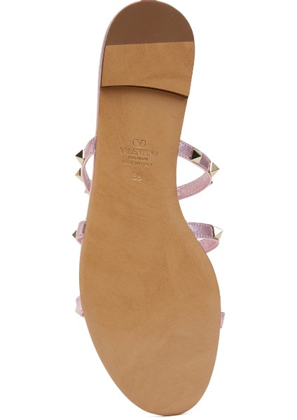 Rockstud Açık Pembe Kadın Deri Terlik indirimleri