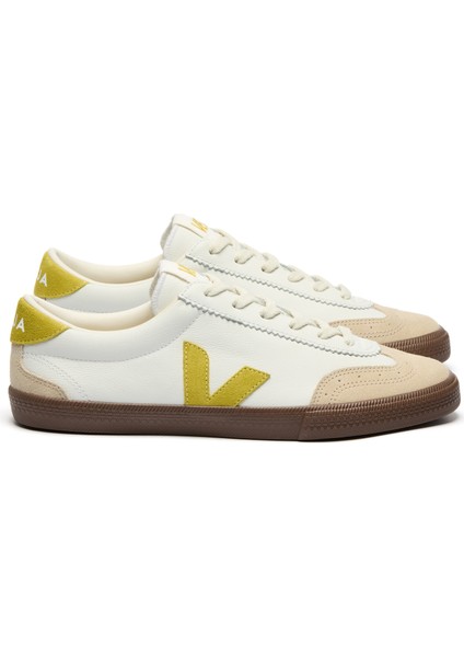 Volley Beyaz Sarı Kadın Deri Sneaker