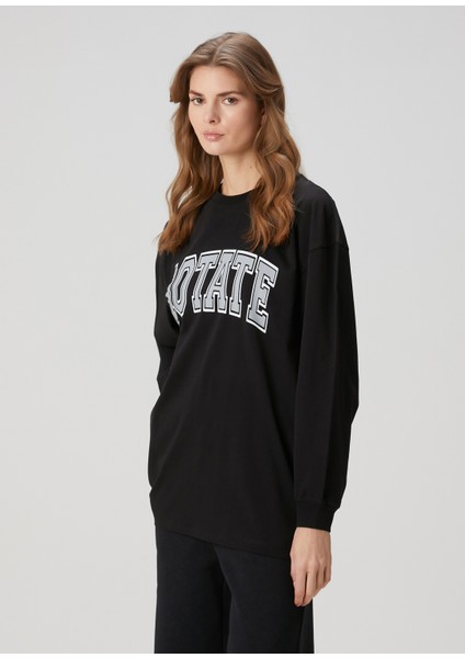 Siyah Logolu Uzun Kol T-Shirt