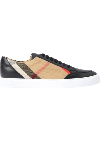 House Check Siyah Deri Kadın Sneaker