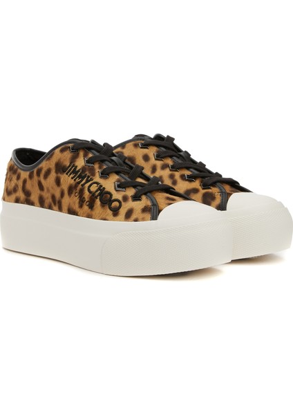 Palma Maxi Leopar Desenli Kadın Deri Sneaker