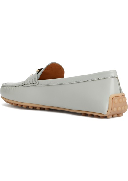 City Gommino Gri Kadın Deri Loafer modelleri