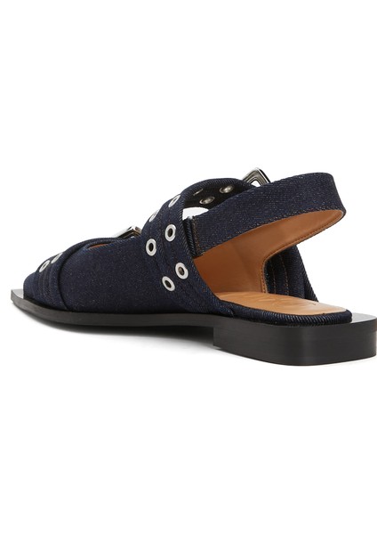 Feminine Buckle Lacivert Kadın Denim Babet modelleri