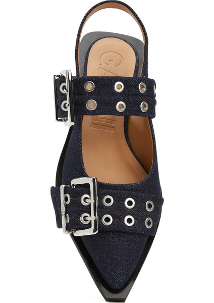 Feminine Buckle Lacivert Kadın Denim Babet fırsatları