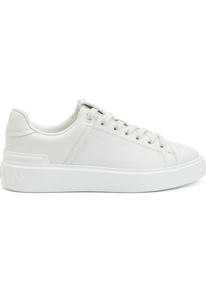 Beyaz Logo Detaylı Kadın Deri Sneaker