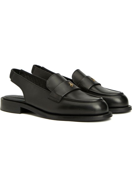 Siyah Kadın Deri Slingback Loafer fiyatları