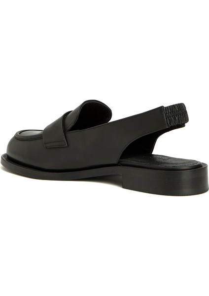 Siyah Kadın Deri Slingback Loafer modelleri