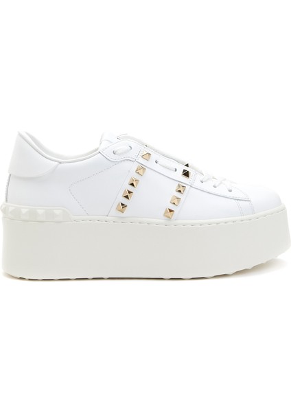Rockstud Beyaz Kadın Deri Sneaker