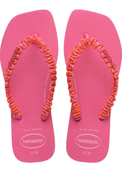 Slim Square Boho Pembe Kadın Plaj Terliği