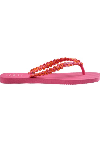 Slim Square Boho Pembe Kadın Plaj Terliği