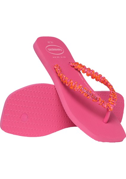 Slim Square Boho Pembe Kadın Plaj Terliği