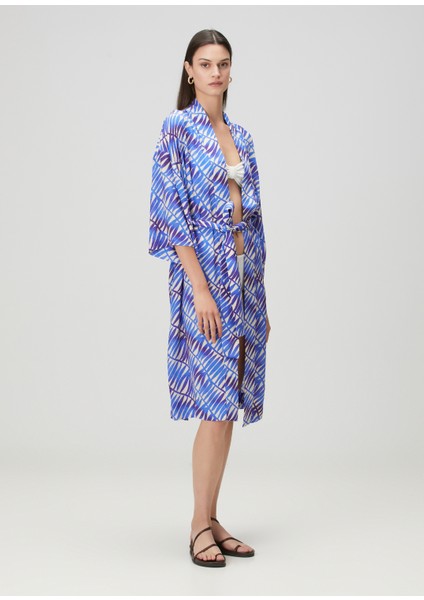 Mavi Desenli Kimono modelleri