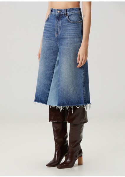 Mavi Wide Leg Denim Bermuda modelleri
