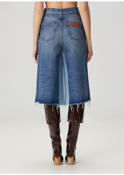 Mavi Wide Leg Denim Bermuda fırsatları