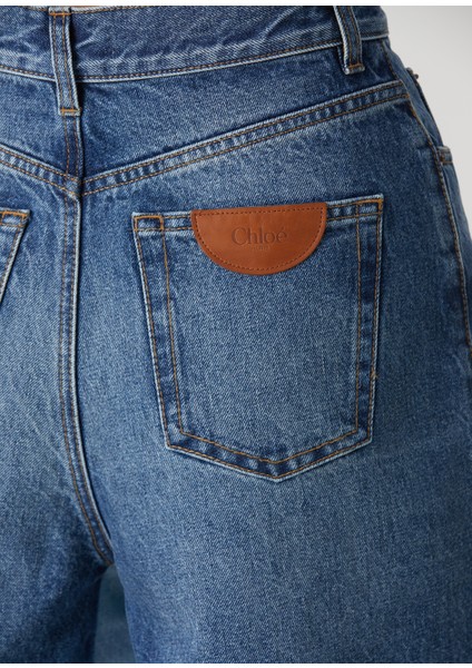 Mavi Wide Leg Denim Bermuda indirimleri