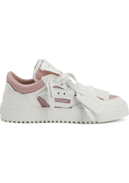 Pembe Beyaz Logo Detaylı Kadın Deri Sneaker