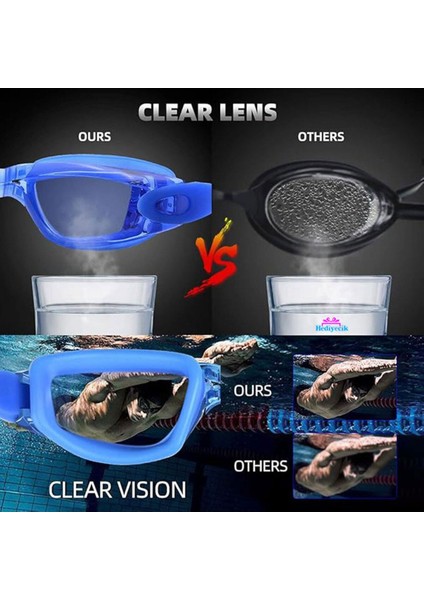 Mavi Unisex Yüzücü Gözlüğü Silikon Standart Beden Su Geçirmez indirimleri