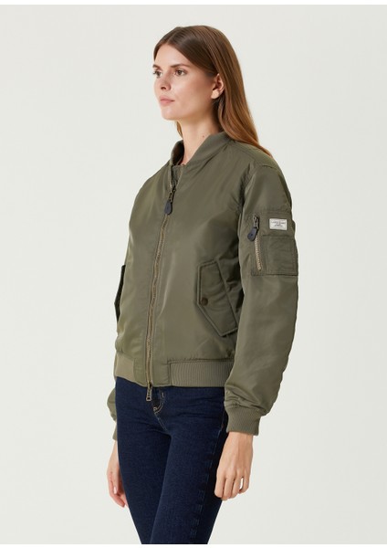 Haki Saten Bomber Ceket modelleri