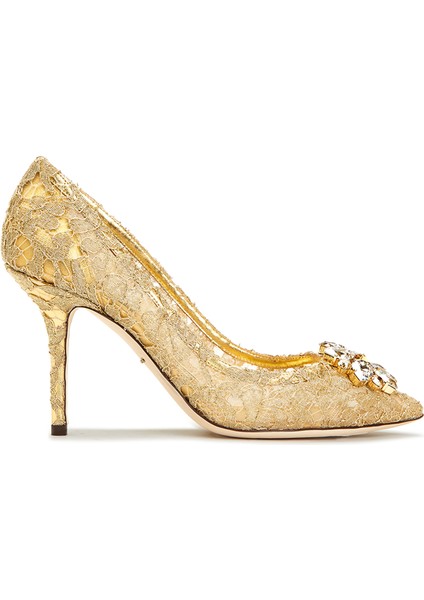 Lace Gold Topuklu Ayakkabı