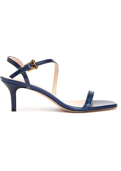 Strappy Lacivert Kadın Rugan Sandalet