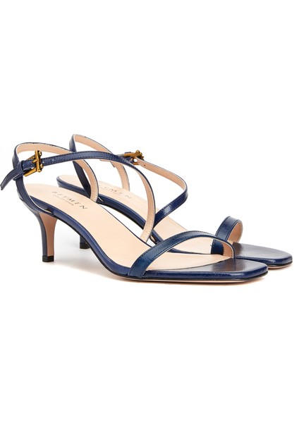 Strappy Lacivert Kadın Rugan Sandalet