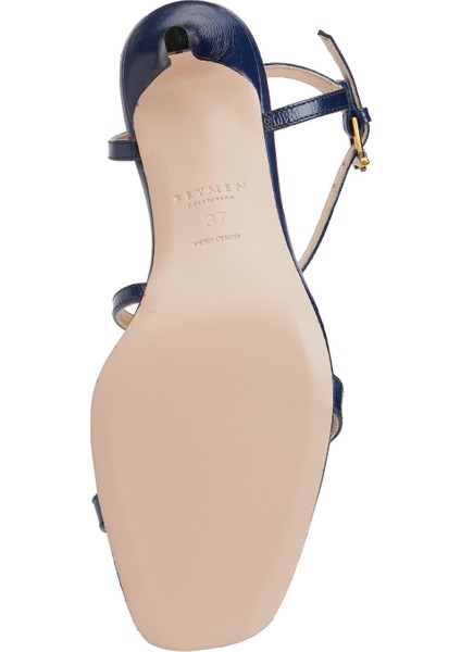 Strappy Lacivert Kadın Rugan Sandalet