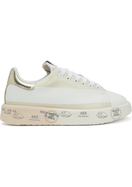 Belle Bej Beyaz Kadın Deri Sneaker