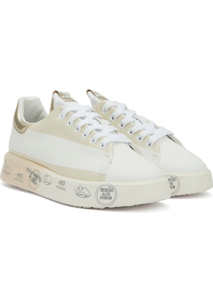 Belle Bej Beyaz Kadın Deri Sneaker fiyatları