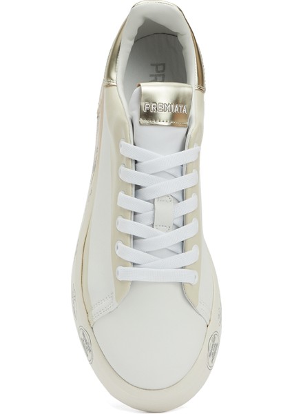 Belle Bej Beyaz Kadın Deri Sneaker fırsatları