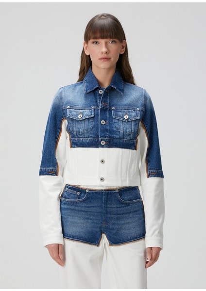 Petit Grand Mavi Beyaz Denim Ceket modelleri