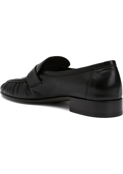 Siyah Kadın Deri Loafer