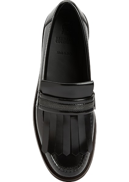 Siyah Kadın Deri Loafer