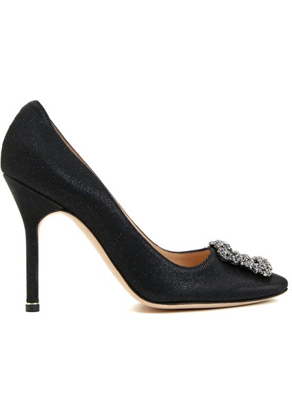 Siyah Taşlı Tokalı Stiletto