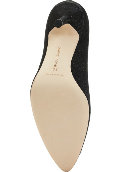 Siyah Taşlı Tokalı Stiletto