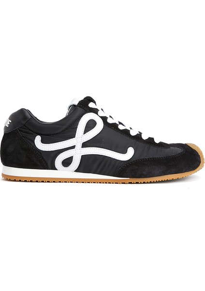 Ballet Runner Siyah Beyaz Kadın Deri Sneaker