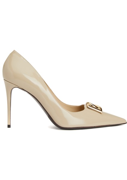 Ekru Deri Stiletto
