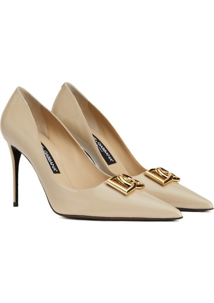 Ekru Deri Stiletto